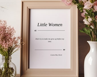 Impresión con cita de Mujercitas: Arte literario de Louisa May Alcott (Descarga digital)