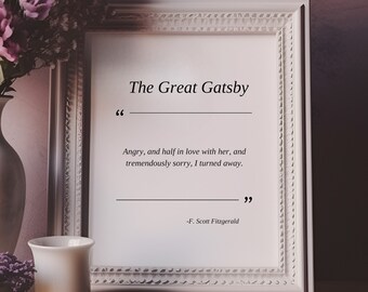 Impresión con cita de El Gran Gatsby, Scott Fitzgerald, Literatura Clásica (Descarga digital)