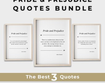 Pride and Prejudice Quote Art Print Set: Jane Austen Decor (digitale download)