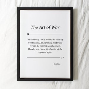 Citação de A Arte da Guerra, Citação de Sun Tzu, Pôster para impressão da Arte da Guerra, Presente para impressão sobre liderança, Filosofia citável, Download digital, Sutil