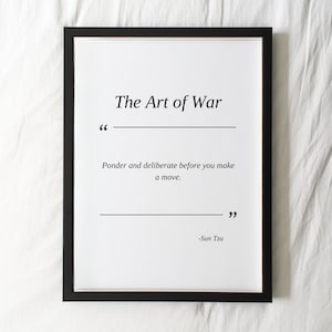 Citação de A Arte da Guerra, Citação de Sun Tzu, Pôster para impressão da Arte da Guerra, Presente para impressão sobre liderança, Filosofia citável, Download digital, Ponderar