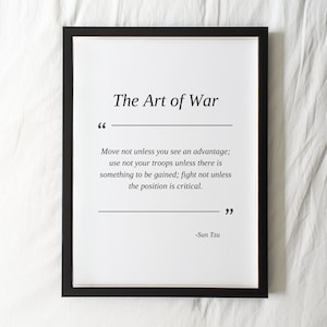 Citação de A Arte da Guerra, Citação de Sun Tzu, Pôster para impressão da Arte da Guerra, Presente para impressão sobre liderança, Filosofia citável, Download digital, Crítico