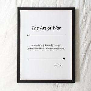 Citação de A Arte da Guerra, Citação de Sun Tzu, Pôster para impressão sobre a Arte da Guerra, Presente para impressão sobre liderança, Filosofia citável, Download digital, Tu mesmo