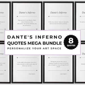Dante’s Inferno Quote Mega Bundle, Dante's Inferno Printable Poster, Dark Poetry, The Divine Comedy, Gift for Readers, Digital Download