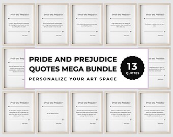 Pride and Prejudice-citaat megabundel, Jane Austen afdrukbare muurkunst decor, digitale download