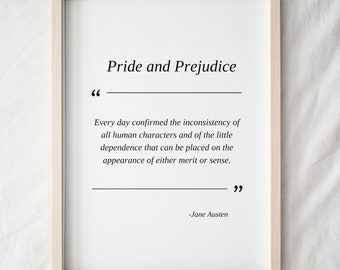Pride and Prejudice-citaatafdruk: Jane Austen-literatuur (digitale download)