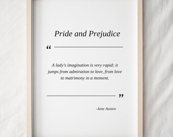 Pride and Prejudice-citaatprint: Jane Austen Gift (digitale download)
