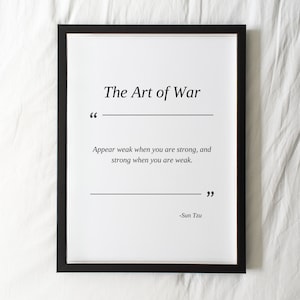 Citação de A Arte da Guerra, Citação de Sun Tzu, Pôster para impressão da Arte da Guerra, Presente para impressão sobre liderança, Filosofia citável, Download digital, Fraco