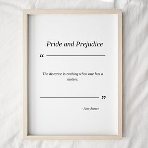 Pride and Prejudice Quote, Classic Literature Printable Gift, Pride and Prejudice Poster, Jane Austen Quote, Digital Download, The Distance