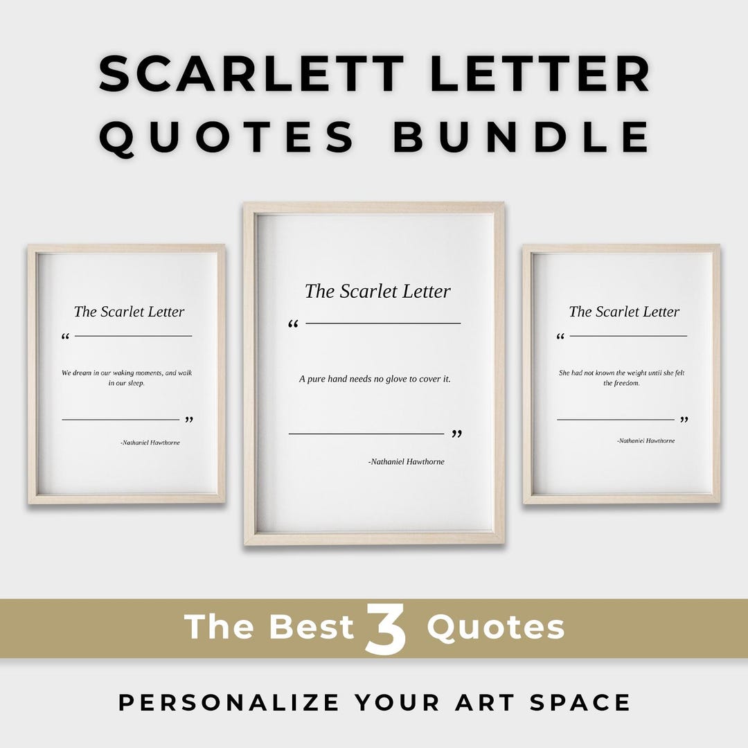 The Scarlet Letter Quote Art Print Bundle: Hawthorne Literary Poster ...