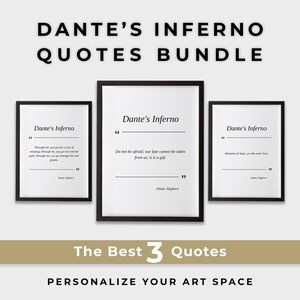 Dante’s Inferno Quote Bundle, Dante's Inferno Printable Poster, Dark Poetry Print, The Divine Comedy, Gift for Readers, Digital Download