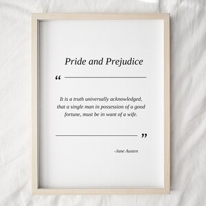 Pride and Prejudice Quote, Classic Literature Printable Gift, Pride and Prejudice Poster, Jane Austen Quote, Digital Download, Universal