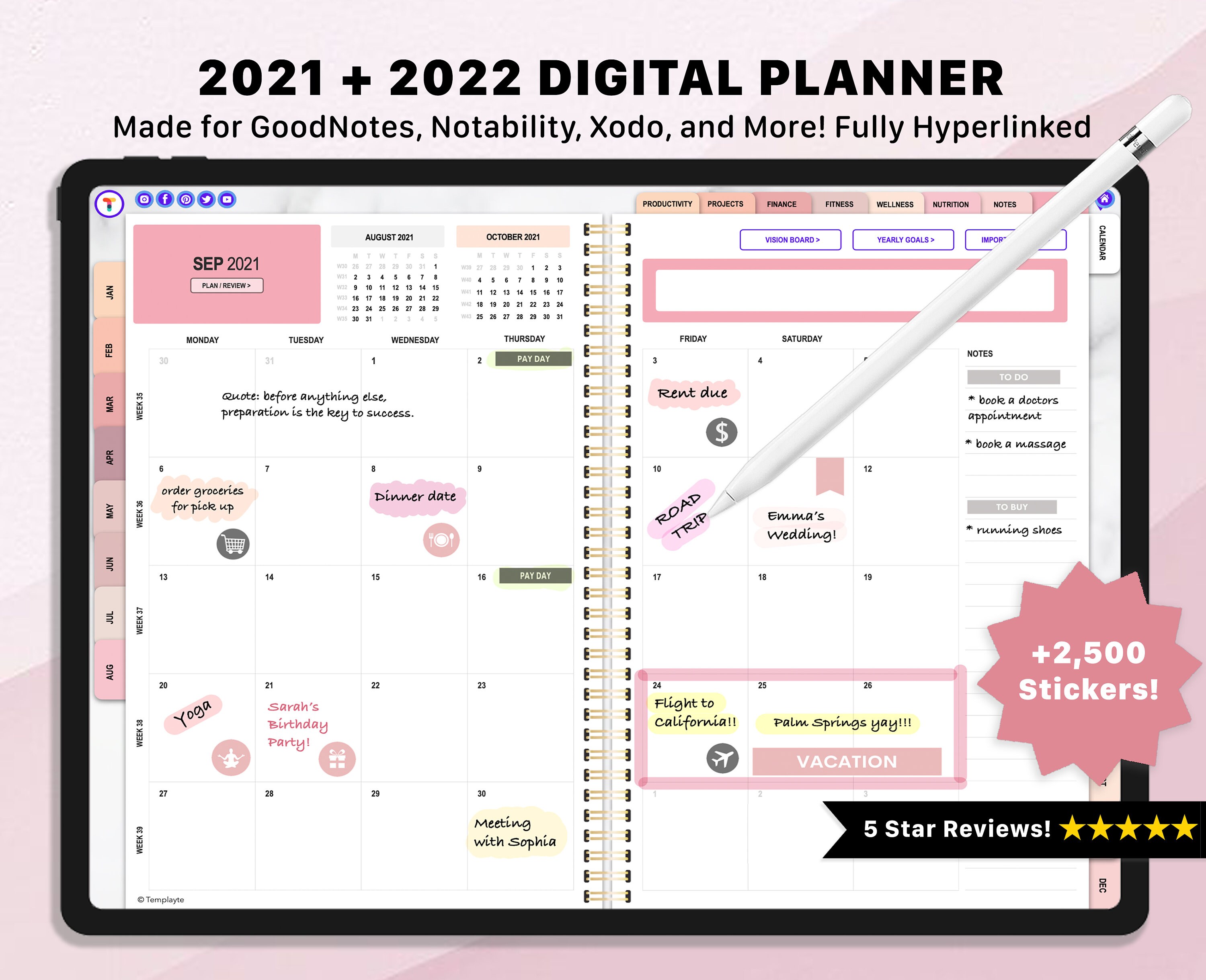 goodnotes planner templates free 2020