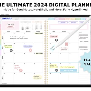 Planejador digital 2024 para GoodNotes, organizador estudantil para iPad com hiperlinks (download digital)