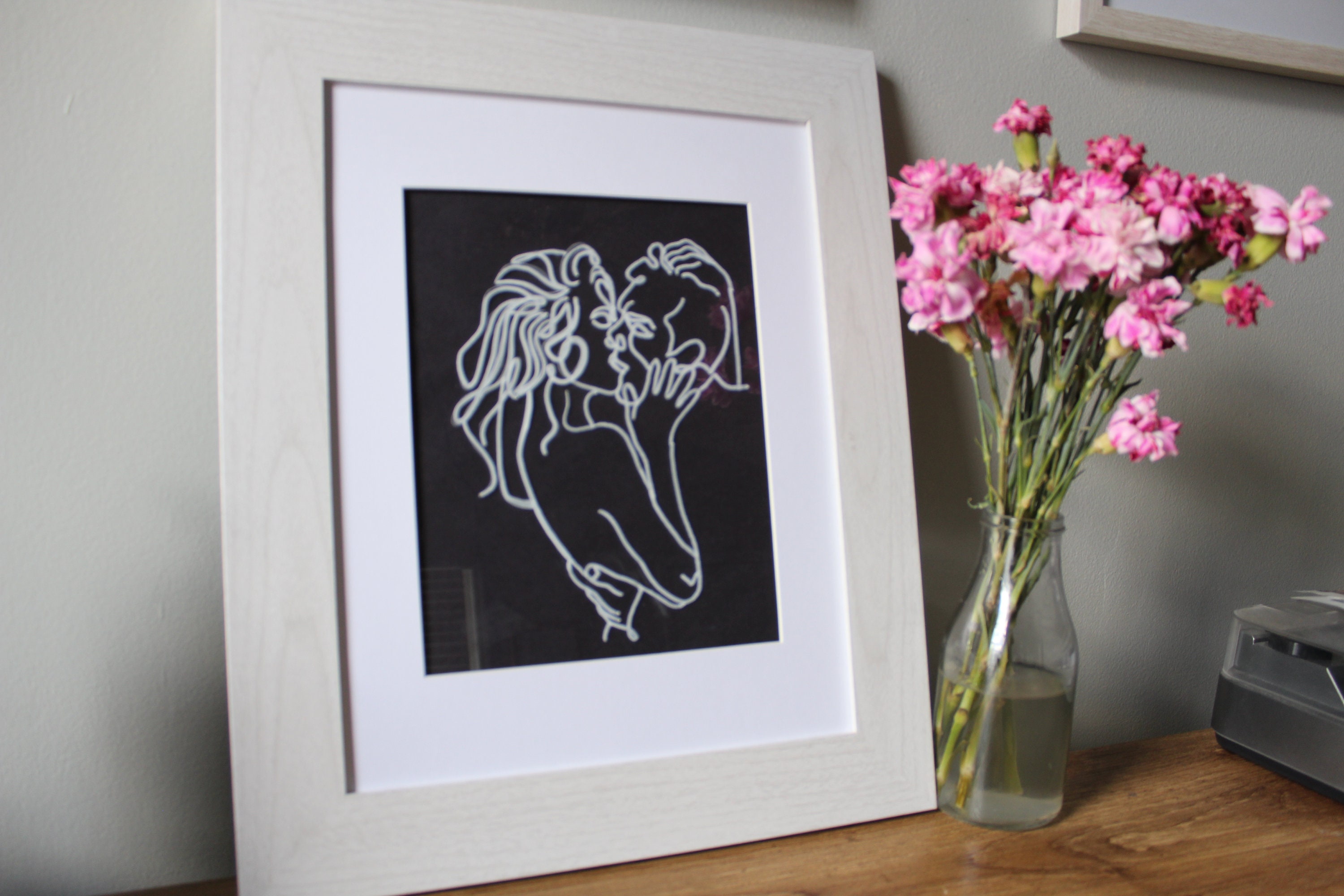 Couple Kissing Painting on Glass Etsy