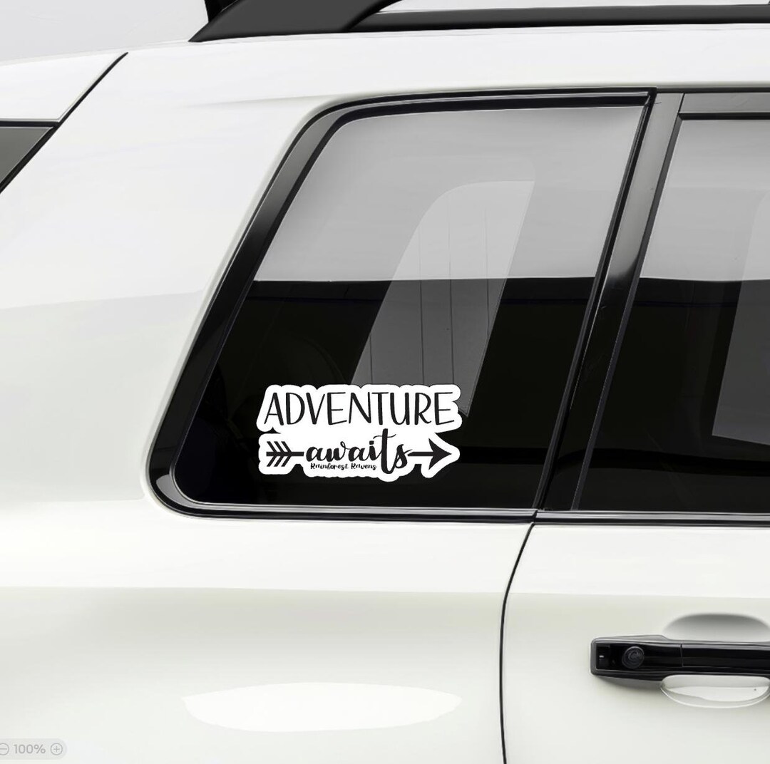Adventure Awaits Arrow Vinyl Car Decal OR Die Cut Sticker, 6", Black or ...