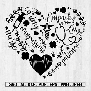 Krankenschwester Leben SVG, Herz svg, Krankenschwester Adjektive und Symbole SVG PNG-Dateien für Schneidemaschinen, digitale Clipart, Nadel, Logo, Stethoskop