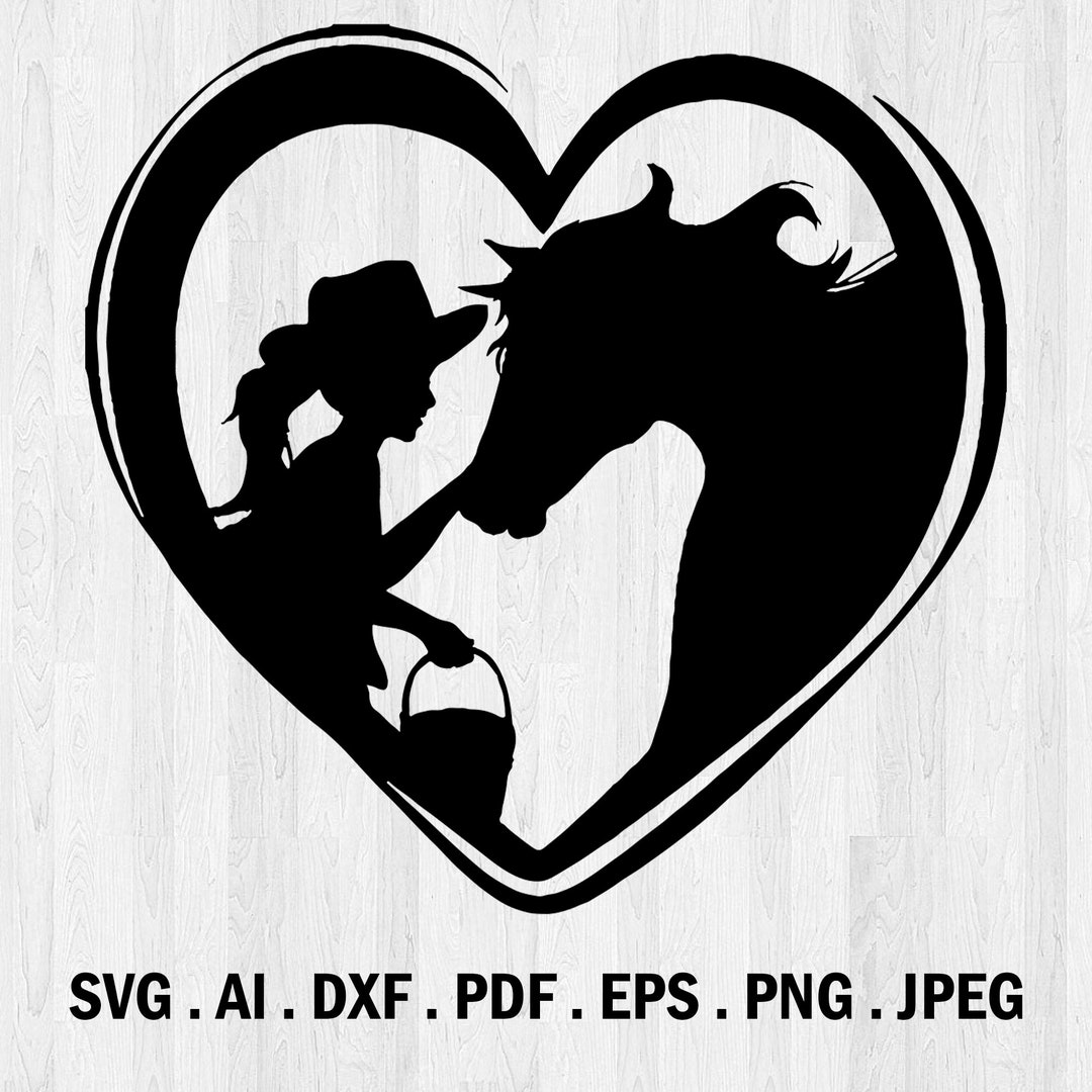 Girl and Horse Heart SVG, Horse Lover Clipart (digital Files) - Etsy