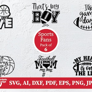 Sports SVG Bundle: Football, Baseball, Soccer Silhouettes (Digital Download)