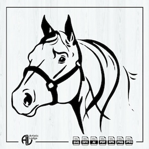 Horse Head Svg, Horse Svg, Stallion Svg, Horse Lover Beautiful Vector Cut file for Cricut, Silhouette, Pdf Png Eps Dxf Ai Instant Download