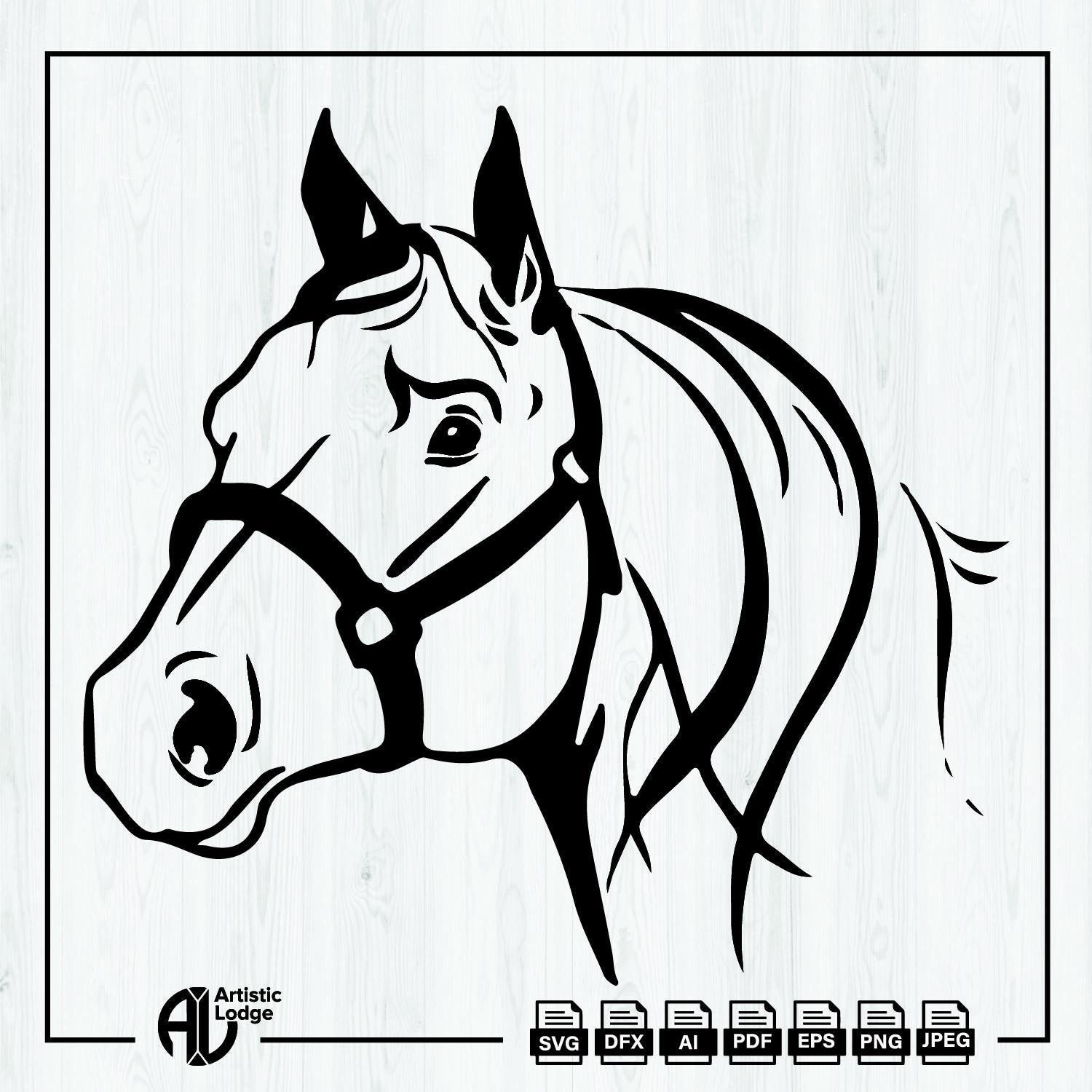 Horse Head Svg, Horse Svg, Stallion Svg, Horse Lover Beautiful Vector Cut file for Cricut, Silhouette, Pdf Png Eps Dxf Ai Instant Download