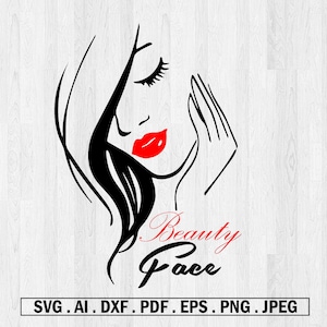 美しい顔 SVG、女性の美しい人間の幸せそうな顔 SVG、魅力的な女性 SVG、完璧な口紅 SVG、まつげ SVG、メイクアップ SVG、シルエット サーカット