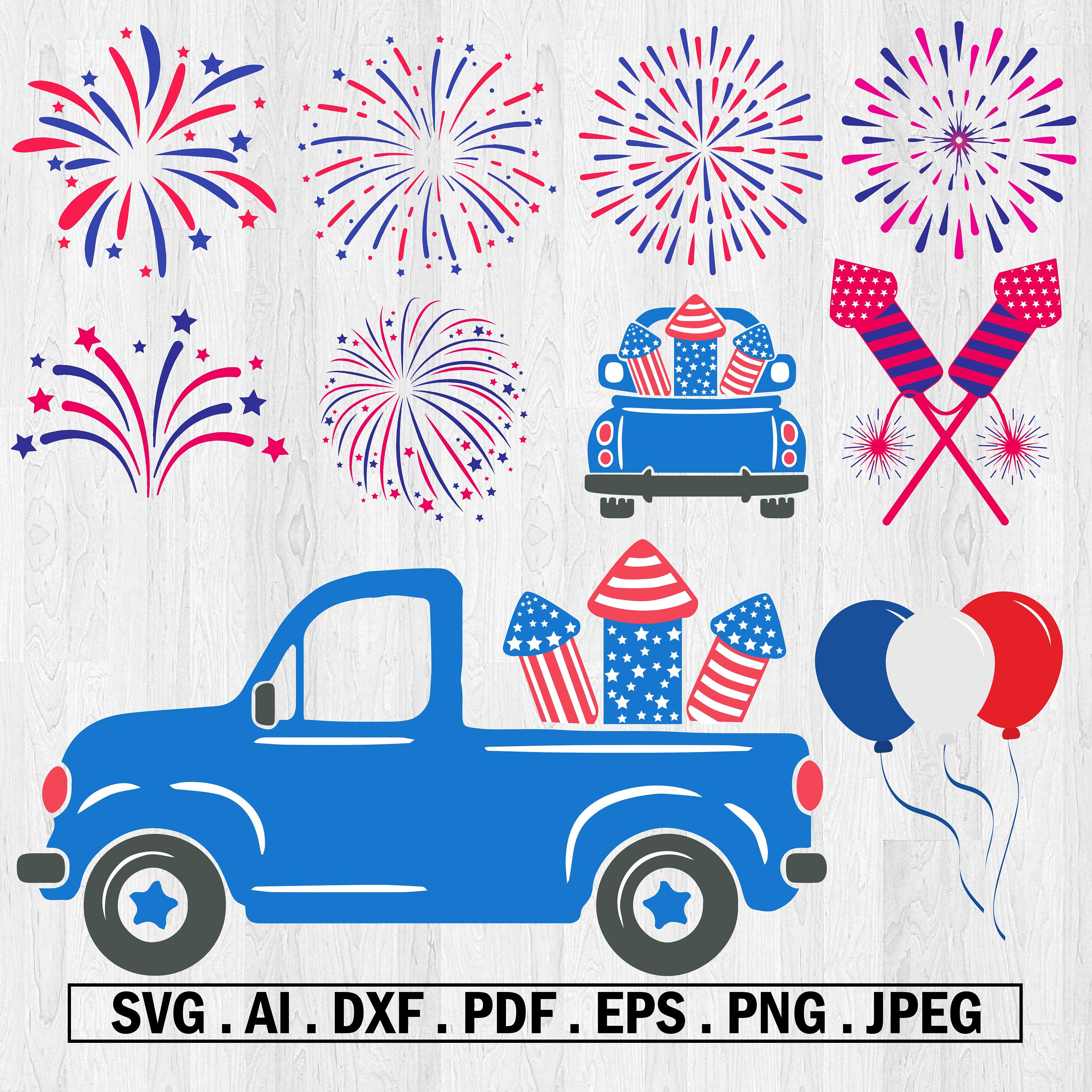 Fireworks SVG Firecracker PNG 4th of July Firework Bundle | Fireworks Clipart | Firework elements | Independence day Cutting files