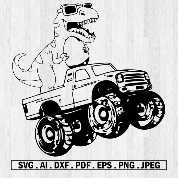 Monster Truck Svg, Dino Monster Truck Svg, Dinosaur for kids Svg, T rex Monster Truck Svg, Monster Truck Lover Svg