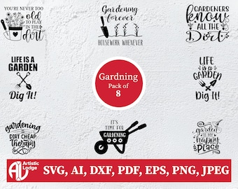 Gardening SVG Bundle: Plant Clipart, Gardener T-Shirt Designs (Digital Download