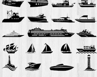 Boot SVG Bundle: Urlaub, Angeln, Kreuzfahrtschiff Designs (Digitale Dateien)