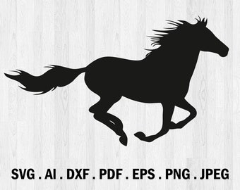 Horse Running Silhouette Svg, Horse Animal Cutting Files, Cricut file, SVG, vector file, Horse Design Svg - Horse Vector horse decor Png PDF
