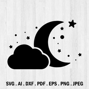 Moon with Stars SVG - Moon Stars Clip Art, Moon SVG, Stars SVG, Celestial svg, Moon Clip Art, Stars Clip Art Sparkle svg Celestial Moon Art