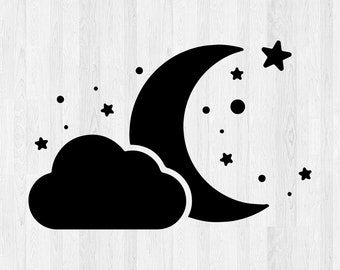 Moon with Stars SVG - Moon Stars Clip Art, Moon SVG, Stars SVG, Celestial svg, Moon Clip Art, Stars Clip Art Sparkle svg Celestial Moon Art