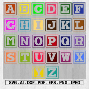 Building Blocks Alphabet Svg Block Font Svg Letters Svg Monogram Svg Silhouette Svg Abc Blocks Svg Png Alphabet Clip Art DXF PDF AI