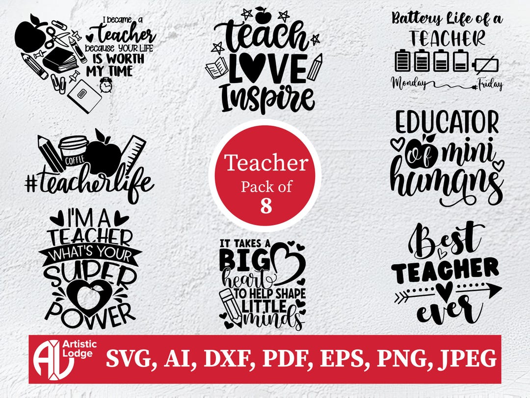 Teacher Appreciation SVG Bundle: End of Year Gift Cut Files (digital ...