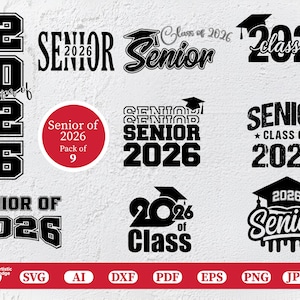 Senior 2026 SVG Bundle: Graduation Shirt Designs (Digital Download