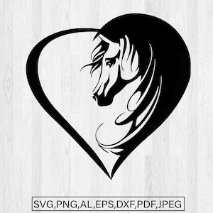 Horse Heart Silhouette SVG: Cricut & Silhouette Cut File (Digital Download)