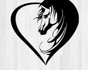 Horse Heart SVG, Horse SVG, Horse Heart Silhouettes SVG Cut table Design,svg,dxf,png Use With Silhouette Studio & Cricut_Instant Download