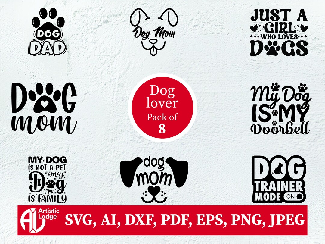Dog Lover SVG Bundle: Paw Print Clipart, Dog Mom Designs (cricut ...