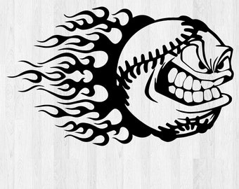 Baseball Cartoon Angry Mean Face Fastball Sport Pitcher Team Catcher Seams Svg Png Vinyl Decal Sticker T-shirt CNC Laser Engrave Clip Art