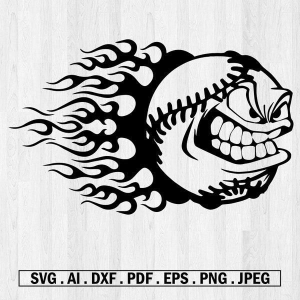 Baseball Cartoon Angry Mean Face Fastball Sport Pitcher Team Catcher Seams Svg Png Vinyl Decal Sticker T-shirt CNC Laser Engrave Clip Art