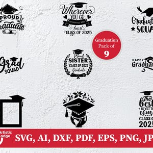 SVG Bundle for Cricut | Proud Graduate 2025 SVG | Senior 2025 Cut Files | Class of 2025 Graduation Cap SVG | Instant Download