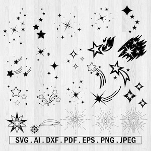 Stars Svg Sparkle Svg Stars Clipart Stars Png Stars Silhouette Twinkle Svg Glitter Svg, Star Clip Art Pack, Sparkly Design For Shirts