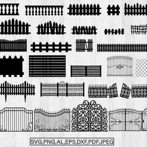 Fence Farmhouse Svg Garden Fence Farm Scene Svg Fence Sign Picket Fence Svg Board Fence Svg Wooden Fence Svg Dxf, Png, Eps Fence Cut Files