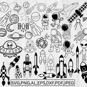Outer Space Svg Planet Svg Galaxy Svg Astronaut Svg Solar System Svg Space Clipart Moon Svg Science Rocket svg PNG JPG PDF Ai svg Bundle