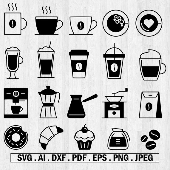 Coffee SVG Bundle Iced Coffee Svg Cappuccino Svg Latte Svg Etsy