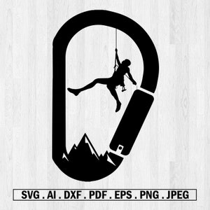 Klimmen, berg, bos, klimmer, silhouet, foto, SVG, EPS, PNG, DXF, digitaal cricut-bestand, vectorplannen, Laser Cut, CNC-route, Plasma