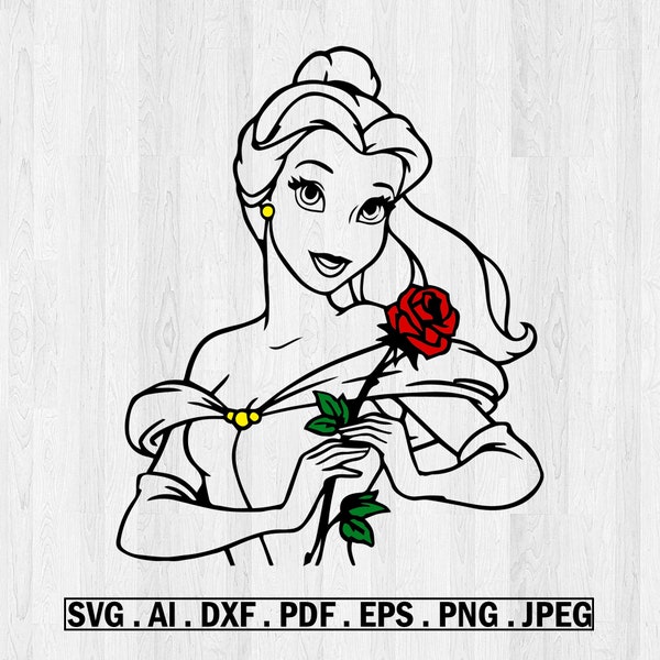 Belle SVG Design Files For Cricut Silhouette Cut Files Layered And Print And Cut Beauty And The Beast SVG Beauty SVG Beast svg
