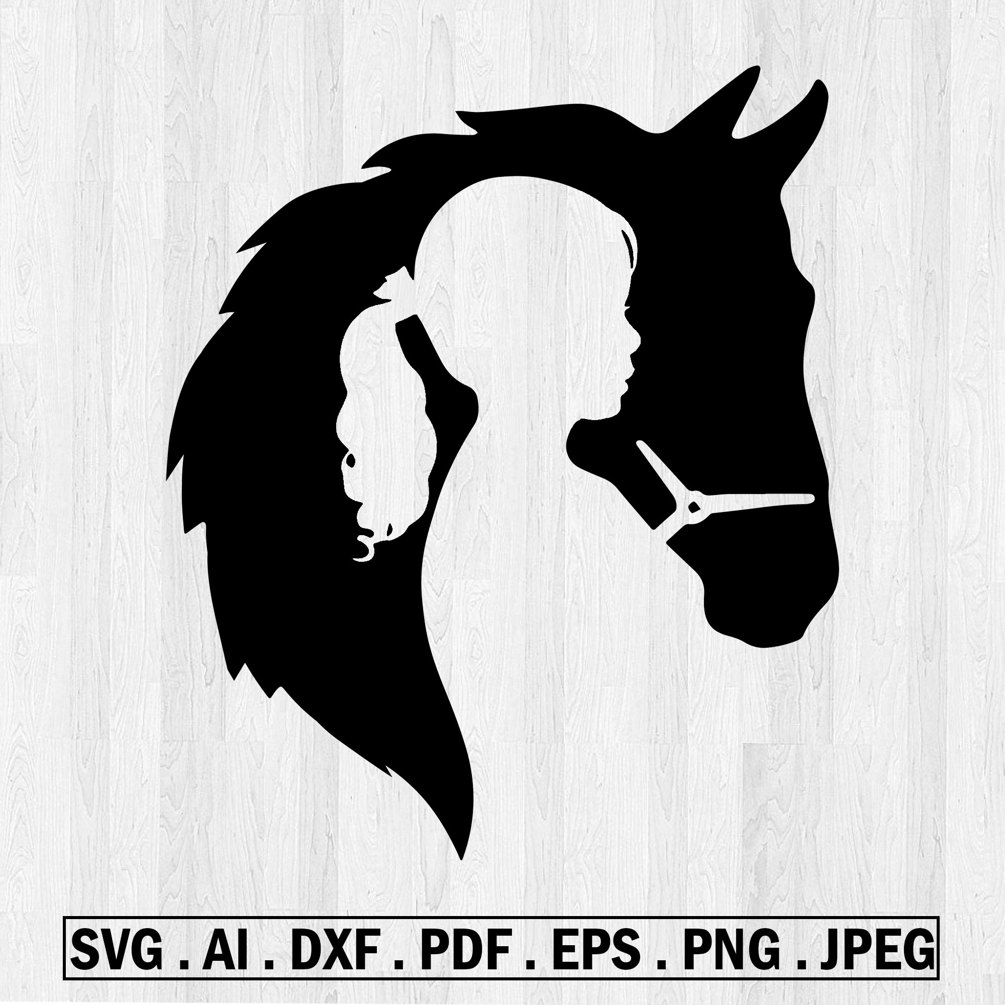 Horse Svg Young Country Girl Silhouette Png Girl Loves Horses Etsy