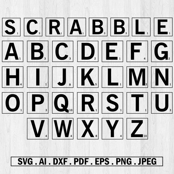 Scrabble Tiles Svg Alphabet Svg Scrabble Letters Scrabble Tile Letters Svg Scrabble Wall Art Alphabet Letter Svg DXF PDF EPS Ai